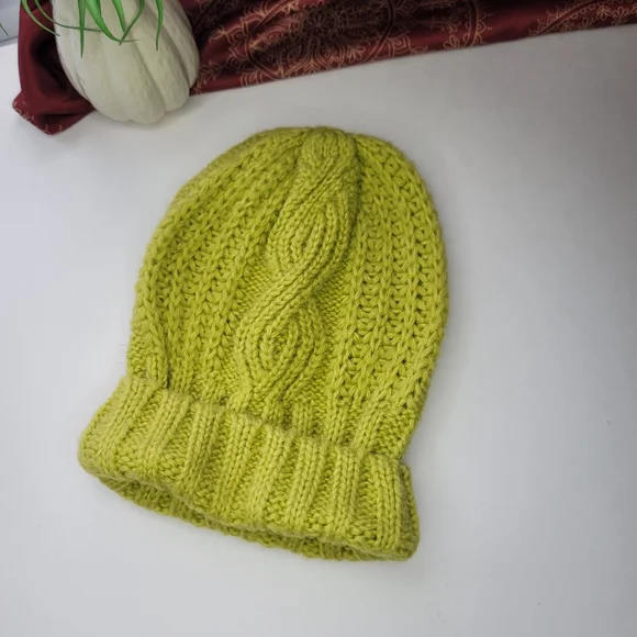 Free People Knit Hat Chartreuse Acrylic - Picture 9 of 9